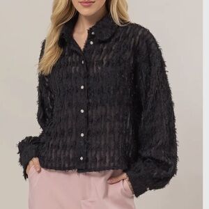 Elegant Black Textured Women's Top